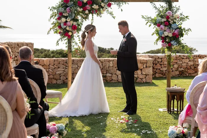 Laureen and David at Villa Es Vedra — ceremony moments, Ibiza