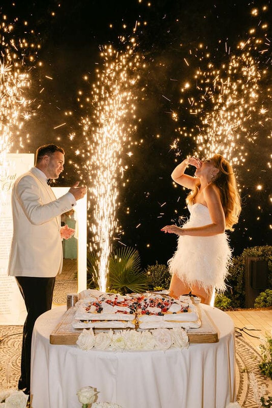 fireworks wedding cake