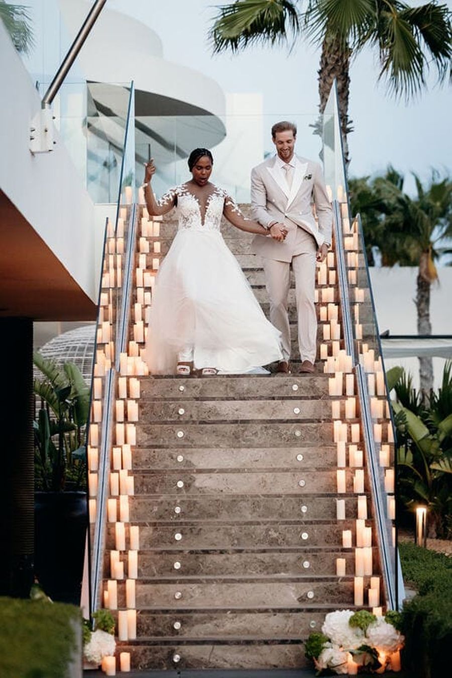 Wedding at 7 Pines Ibiza organized by the best Ibiza wedding planner Bliss Ibiza Weddings  couple entrance candles