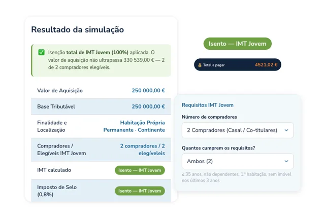 Simulador de IMT e Imposto do Selo