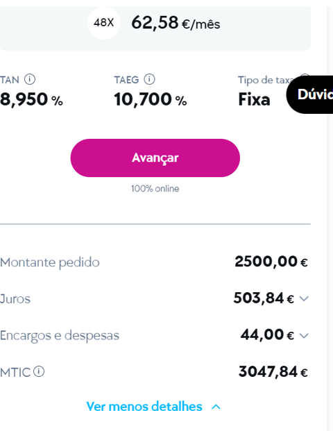 credito pessoal exemplo