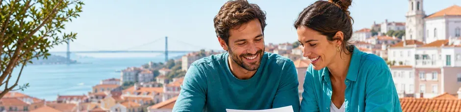 Casal analisa propostas de crédito habitação com intermediário de crédito em Portugal