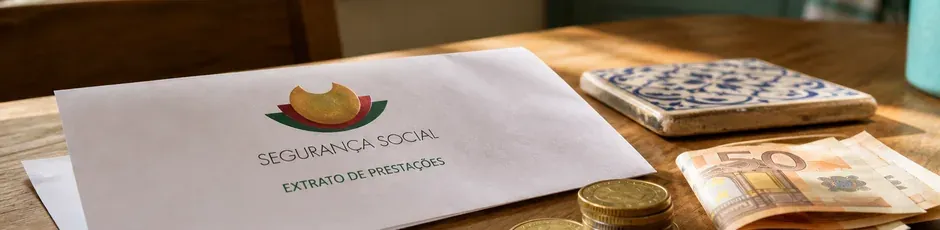 Moedas de euro e calculadora representando o valor da prestação social única em Portugal