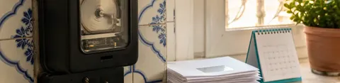 Fatura de eletricidade e gráfico de descida de custos, refletindo a conta de luz PME em 2027