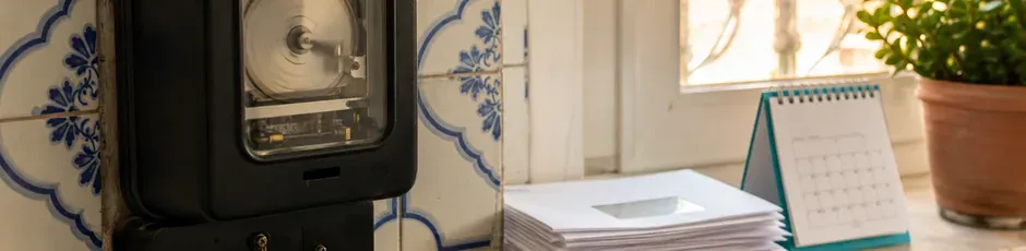 Fatura de eletricidade e gráfico de descida de custos, refletindo a conta de luz PME em 2027