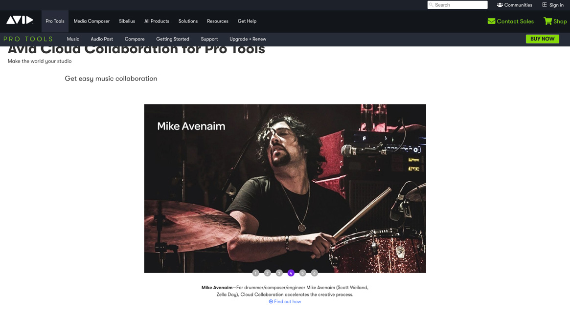 Avid Cloud homepage on web