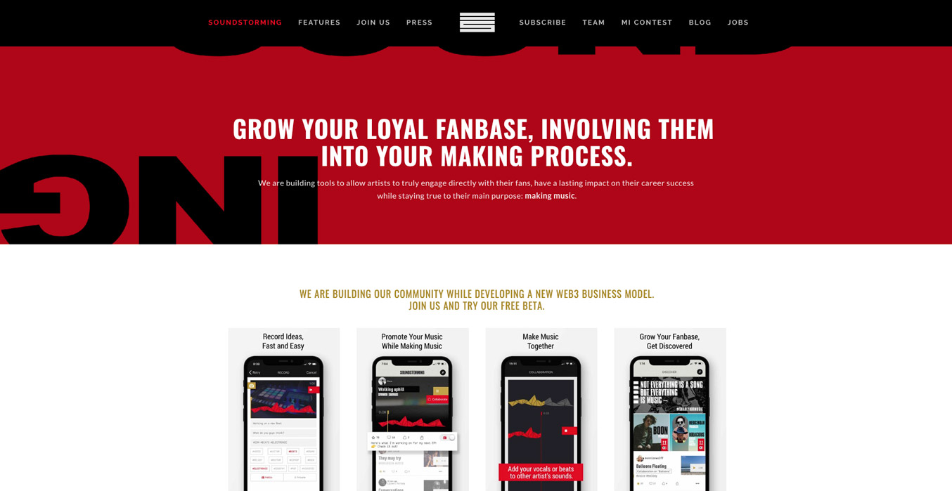 Soundstorming homepage on web