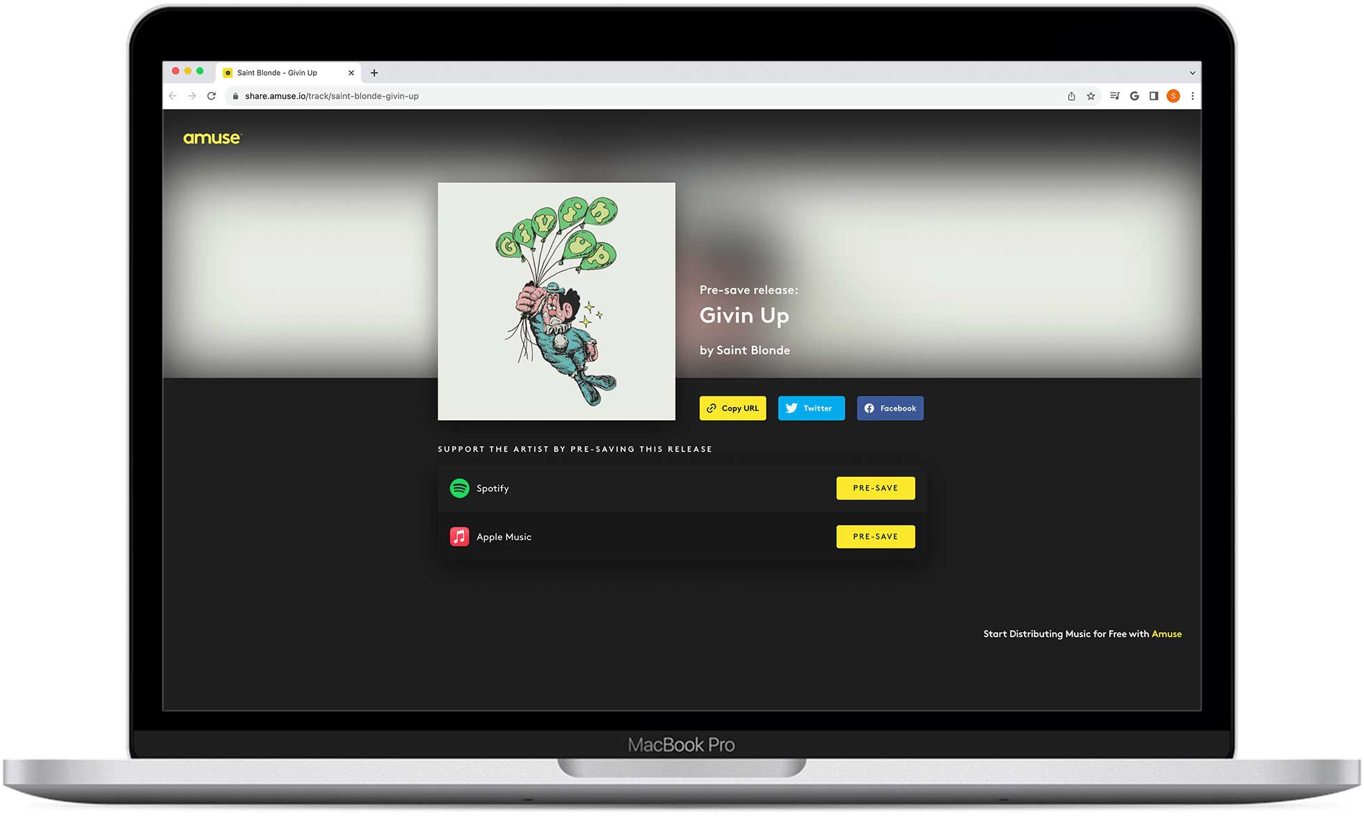 Closeup of pre-save page on web