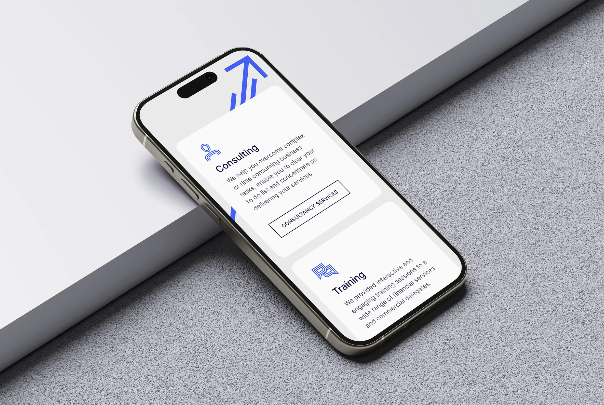 The responsive website developed and displayed on an iPhone