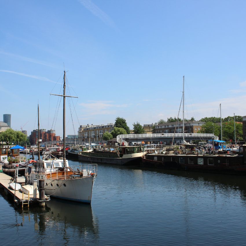 boats at surrey quays canada water
