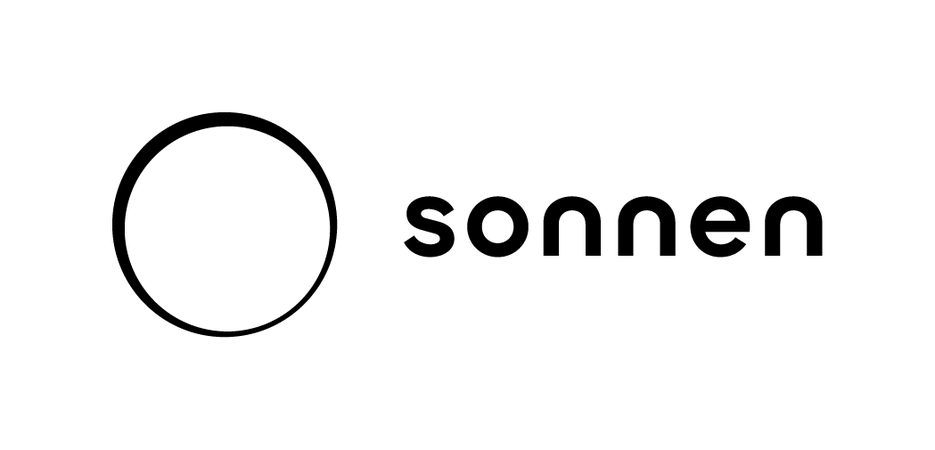 Black sun logo on a white background