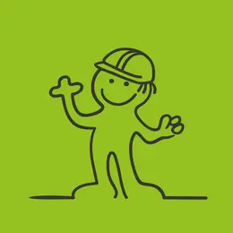 An icon featuring a drawn worker indicates that warm water with photovoltaics is especially suitable for skilled tradespeople.