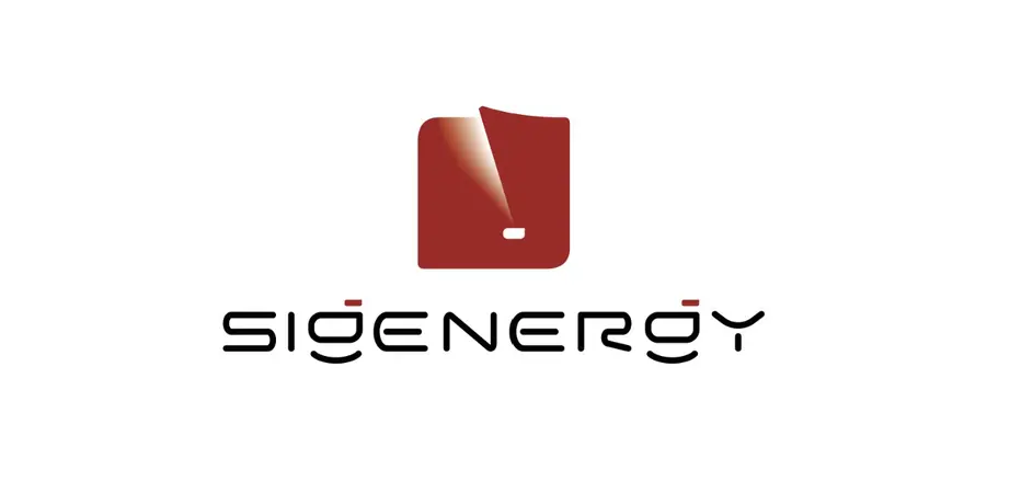 Red stylized square logo with a small cutout, above the word "SIGENERGY" in a modern font on a white background.