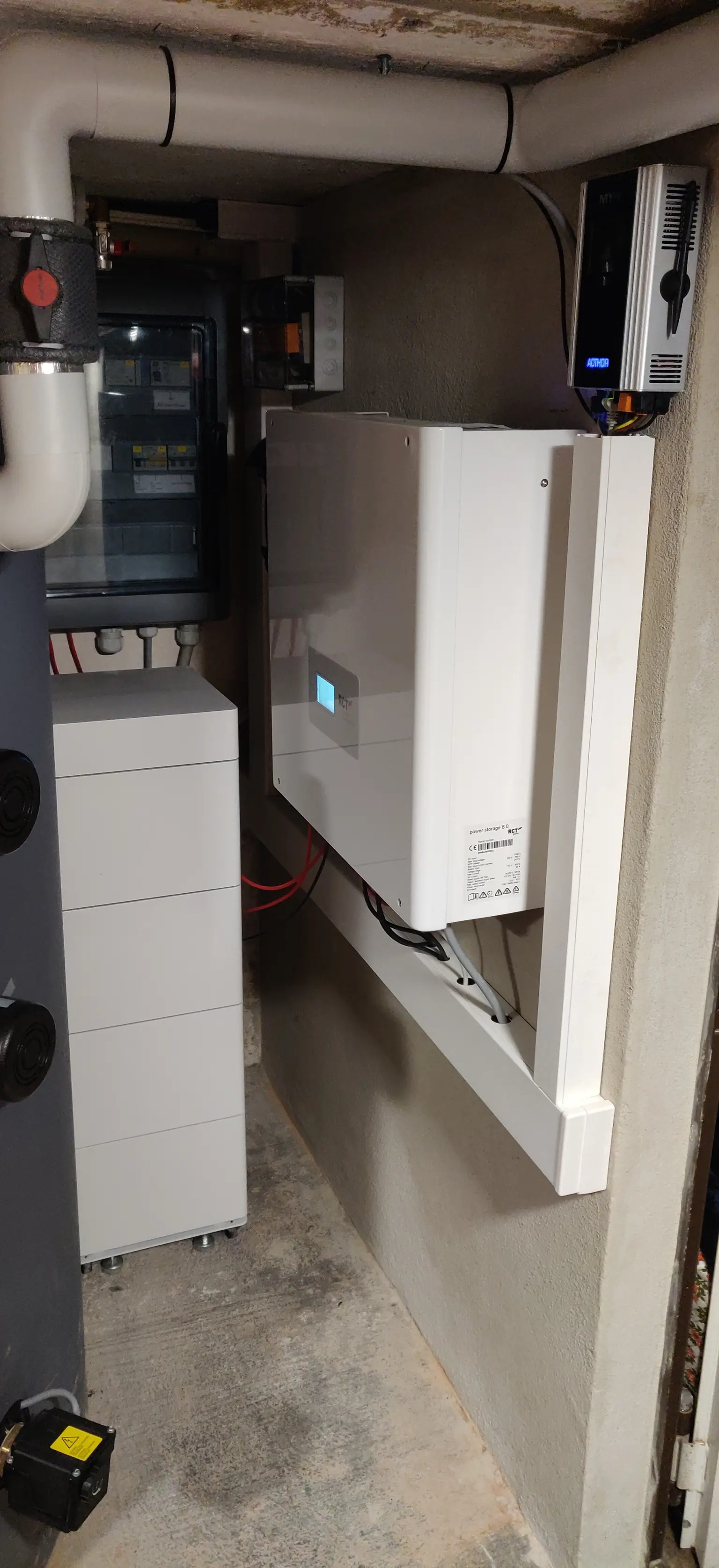 Boiler room with connected inverter and AC•THOR 9s.