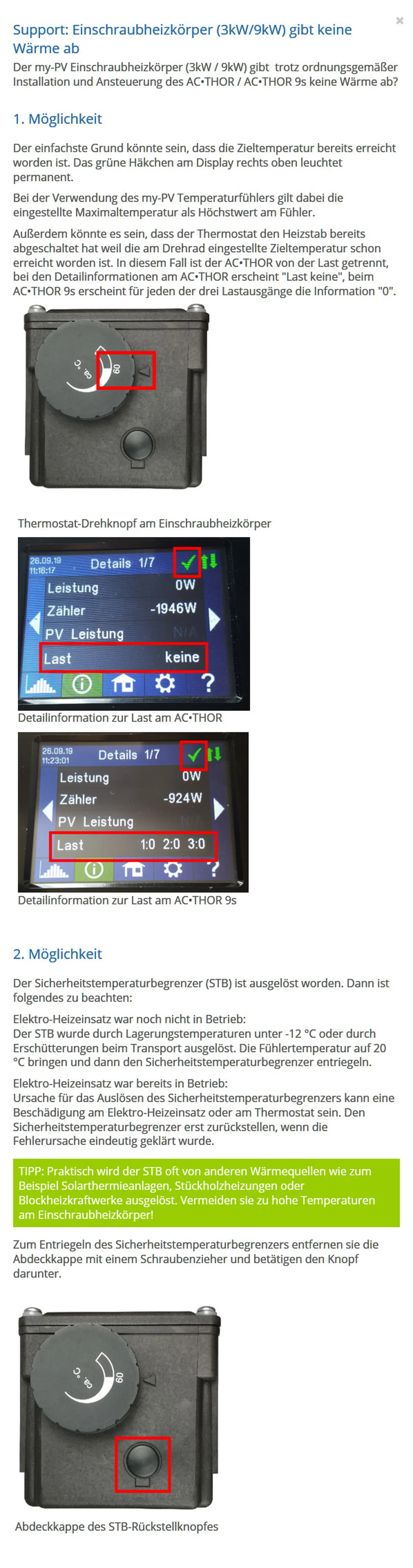 TechnischerSupport Warmwassersicherstellung erfolgt nicht nach den eingestellten Zeitfenstern
