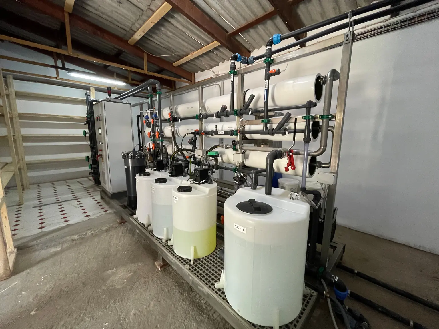 Boiler room with multiple water tanks