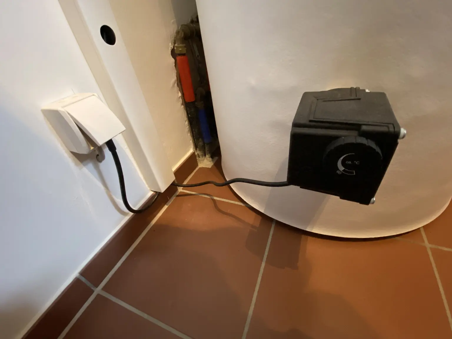 Heating element is connected to a boiler