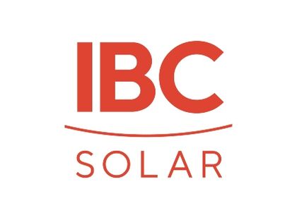 IBC Solar logo with bold red letters on a white background, featuring "IBC" above a curved line and "SOLAR" below.