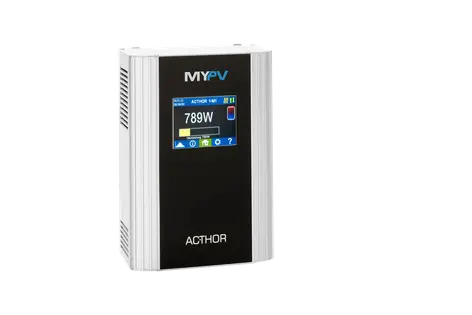 The AC•THOR from my-PV features a colored touch display with dimensions 135 x 210 x 65 mm