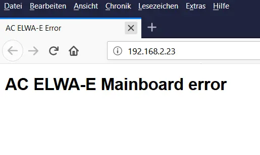 my-PV Webinterface der AC ELWA-E zeigt Mainboard-Error