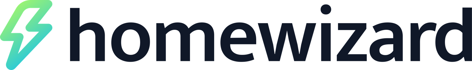 Logo of Homewizard with a stylized green and blue lightning bolt icon next to the brand name in dark text.