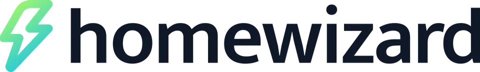 Logo of Homewizard with a stylized green and blue lightning bolt icon next to the brand name in dark text.