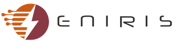 Logo of Eniris featuring a stylized orange and maroon circle with a lightning bolt and the word "ENIRIS" in sleek, modern font.