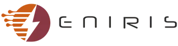 Logo of Eniris featuring a stylized orange and maroon circle with a lightning bolt and the word "ENIRIS" in sleek, modern font.