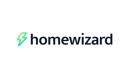 Logo of "homewizard" with a green and blue gradient lightning bolt symbol on the left.