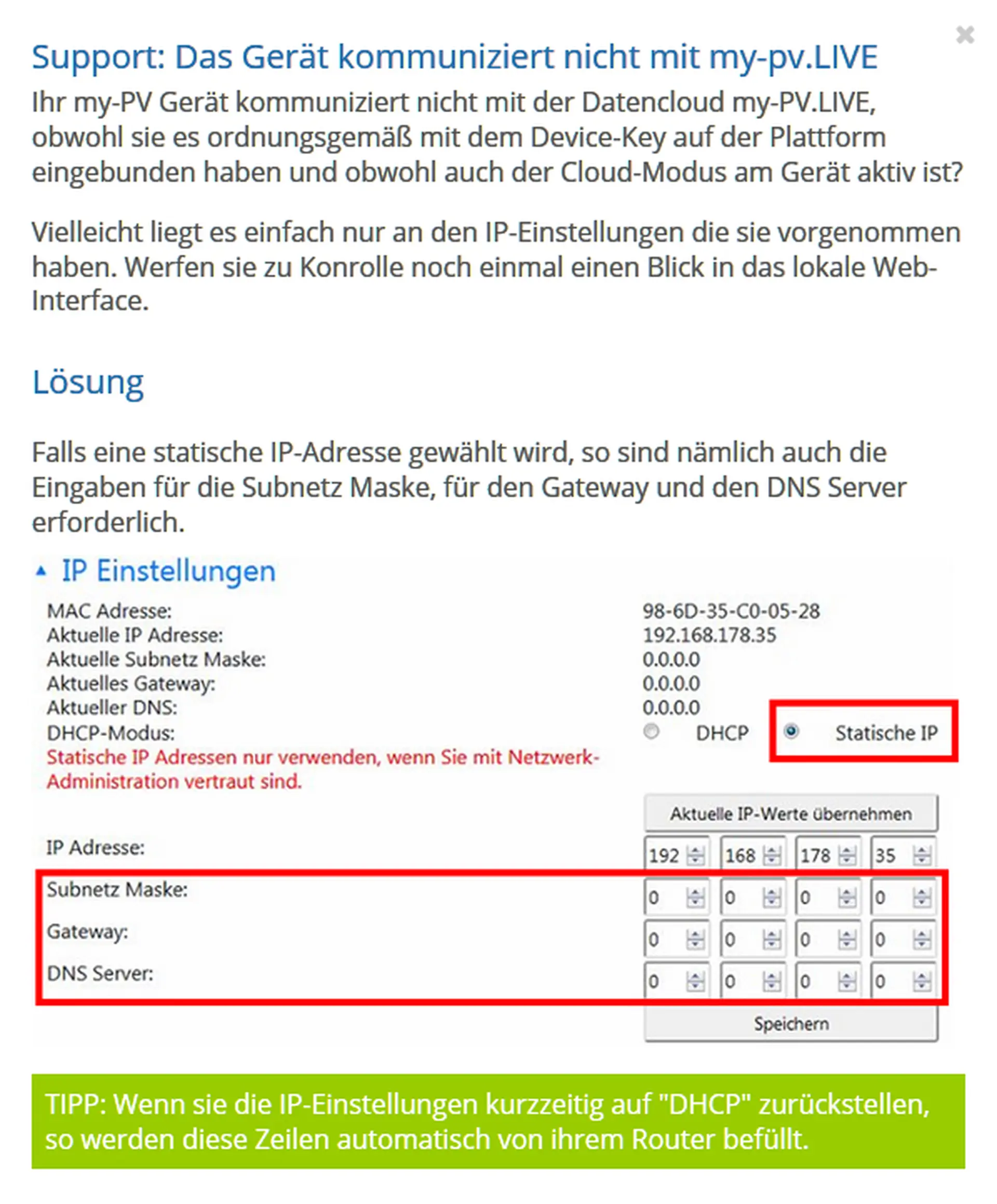 TechnischerSupport Warmwassersicherstellung erfolgt nicht nach den eingestellten Zeitfenstern
