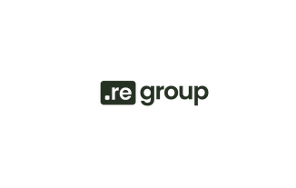 Dark logo with text ".re group" in lowercase, featuring a minimalist design on a black background.