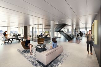 Office floor with people at work