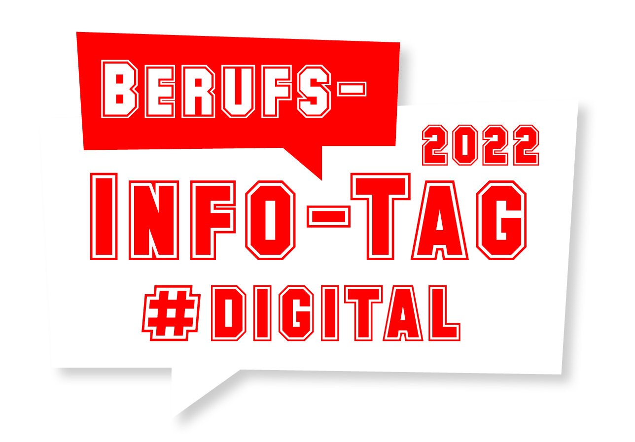 Um gráfico vermelho e branco com o texto "DIA DE INFORMAÇÃO PROFISSIONAL 2022 #DIGITAL" em letras vermelhas em negrito. O texto é cercado por um balão de fala vermelho e um símbolo de hashtag vermelho. O fundo é branco.