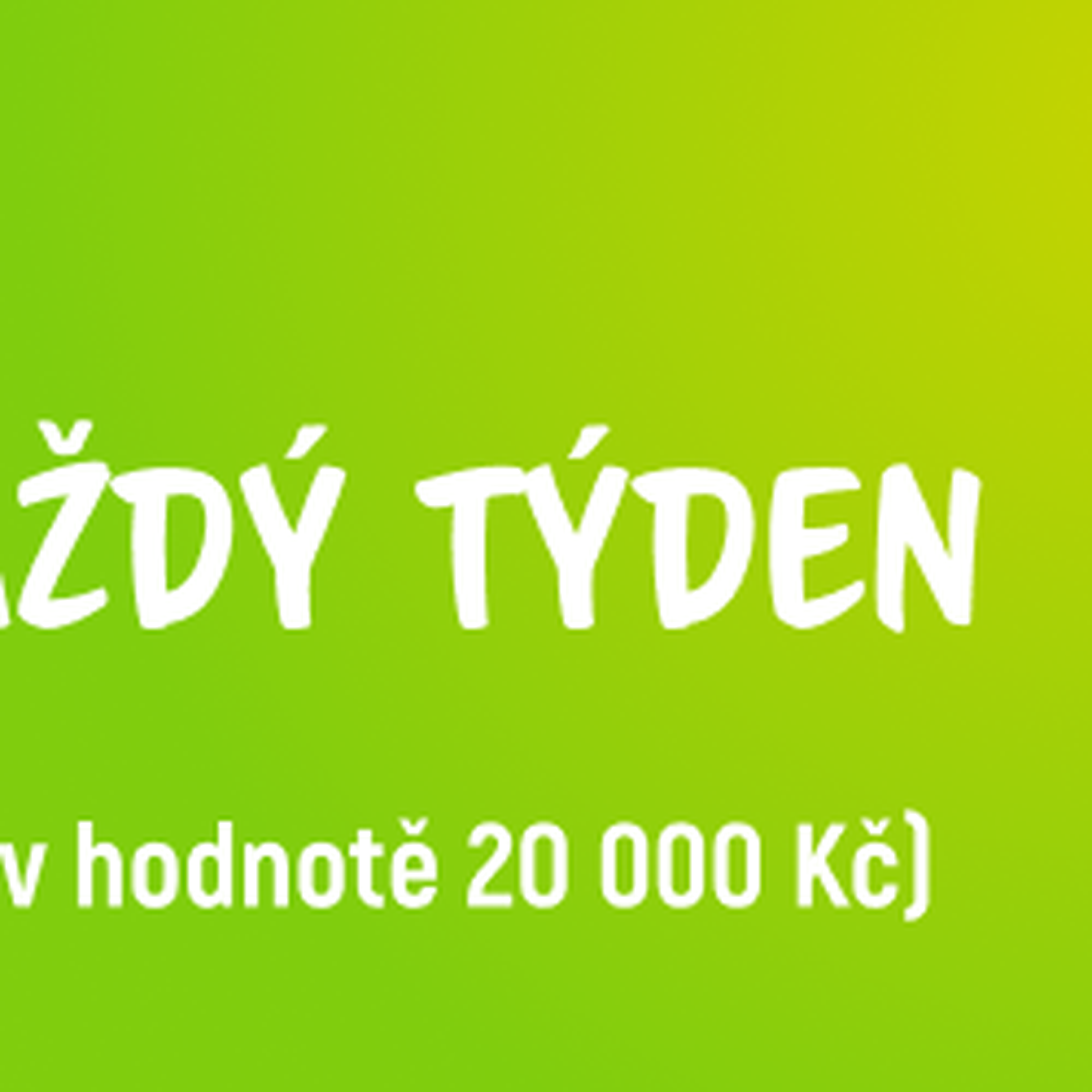 Banner s bílým textem propagující hru: 7 týdnů hry, 16 výherců každý týden, 112 výher. Obsahuje obrázek karty Můj Globus.