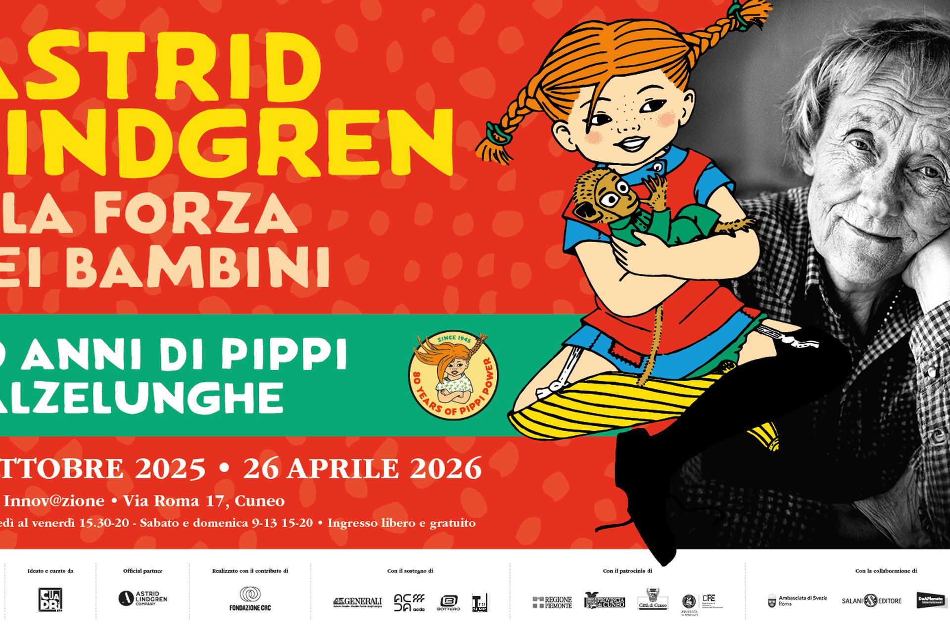 Exhibition poster for Pippi exhibition in Cuneo