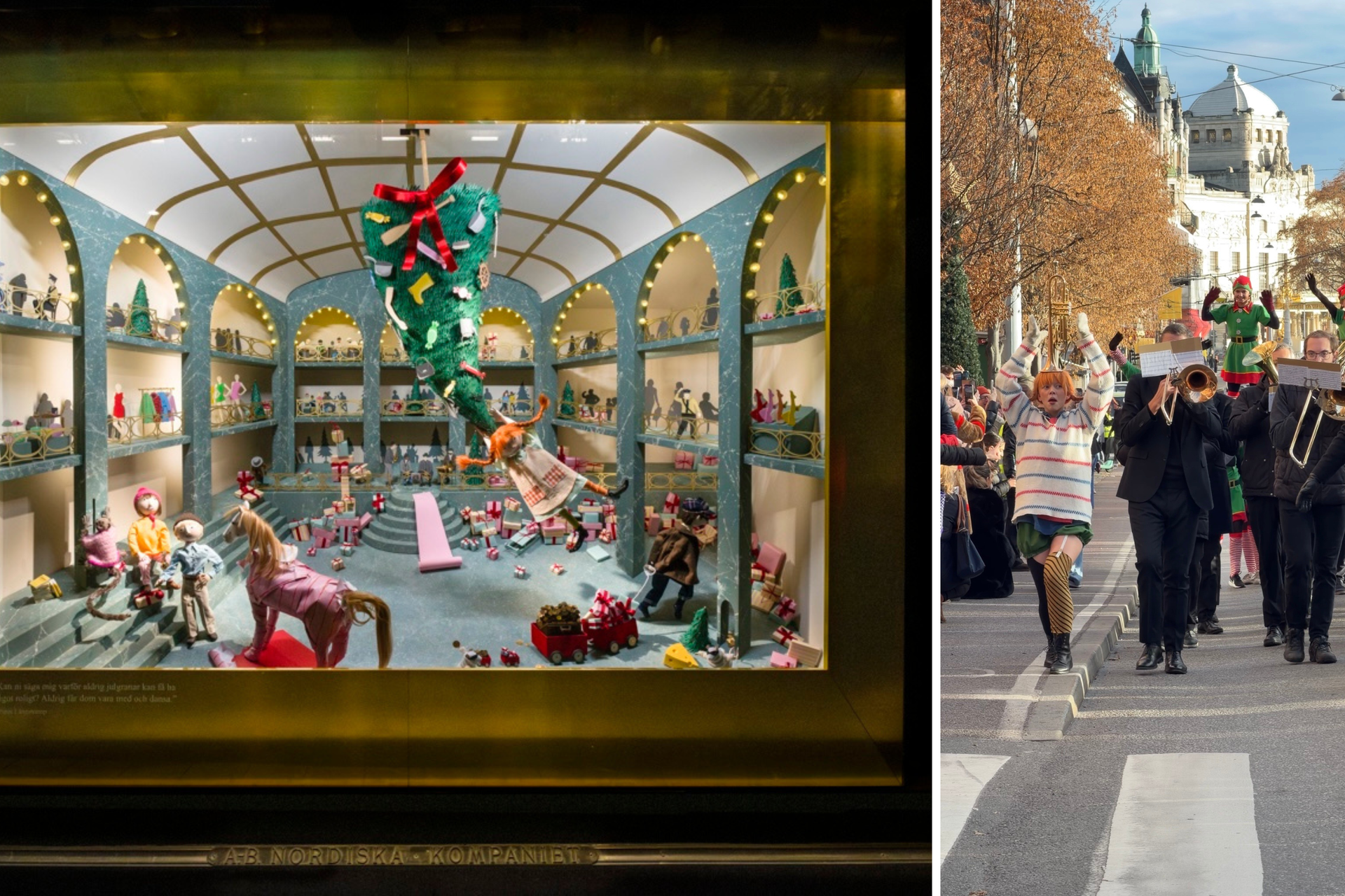 NK julskyltning 2025 med Pippi