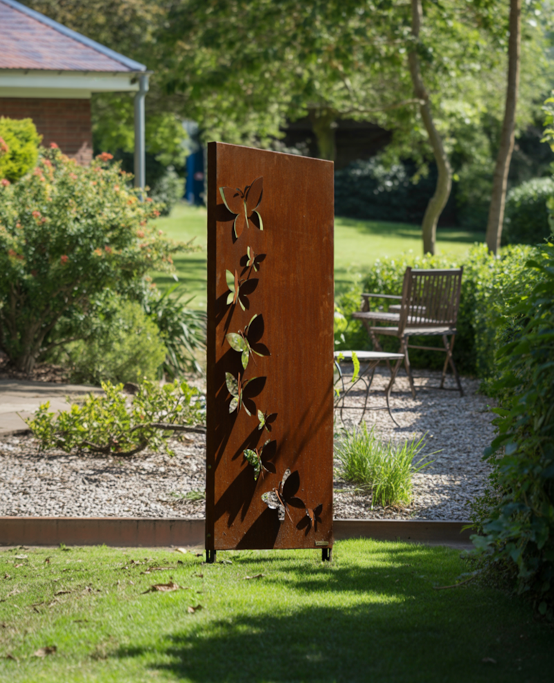 Sichtschutz Schmetterlinge aus Cortenstahl