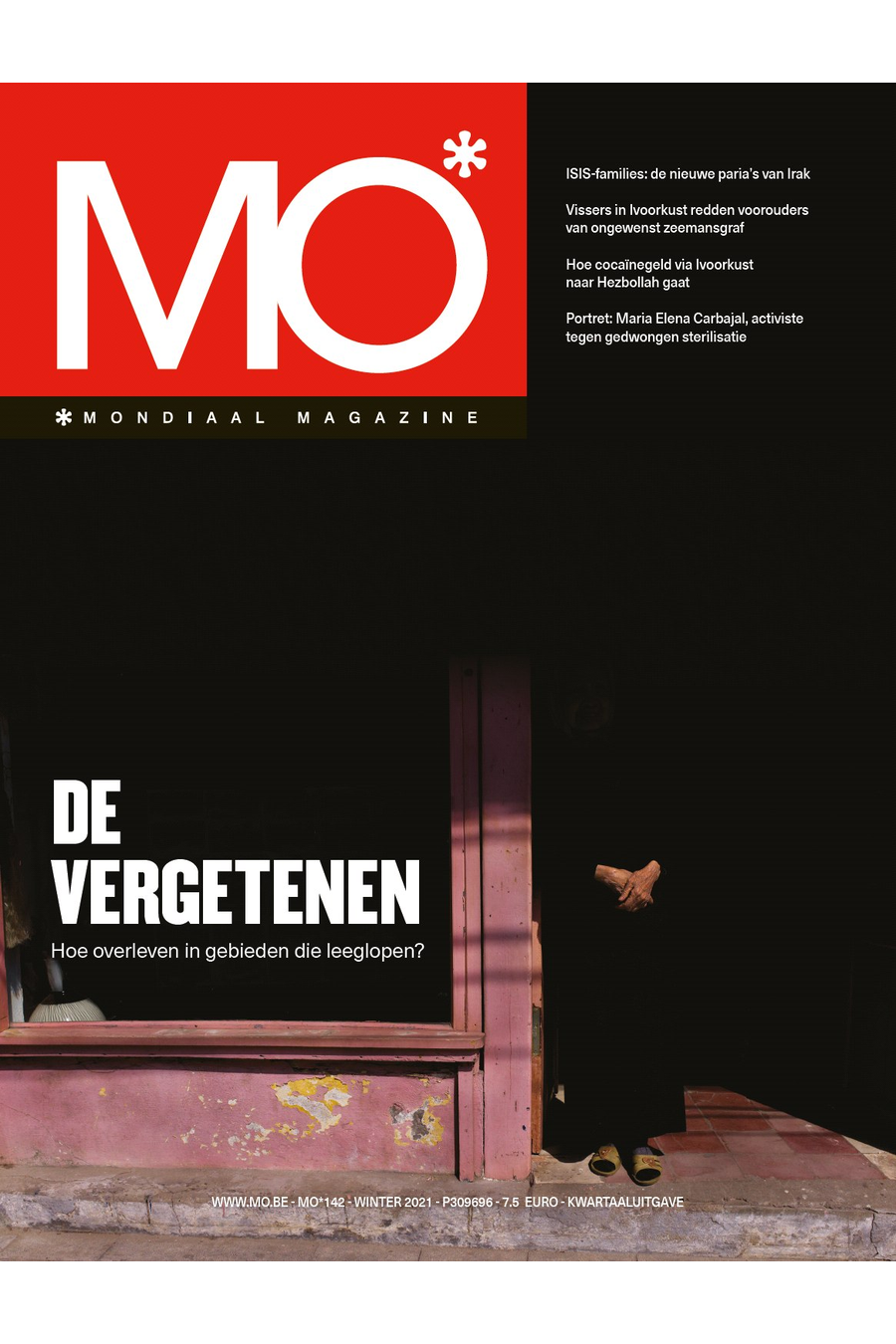 Cover of MO* Mondiaal Magazine featuring articles on global issues, with a focus on overlooked communities.