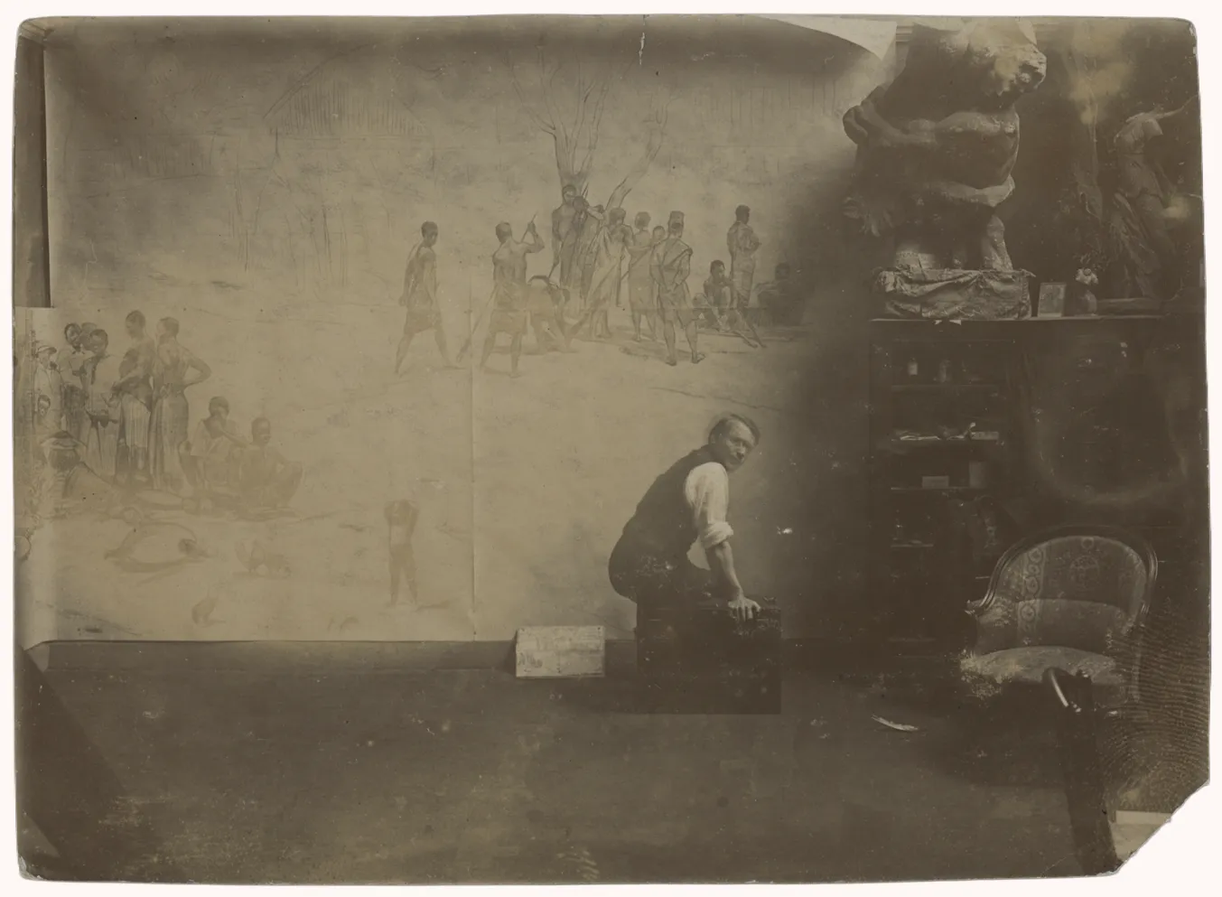 schilder aan het werk (oude foto uit 1911)