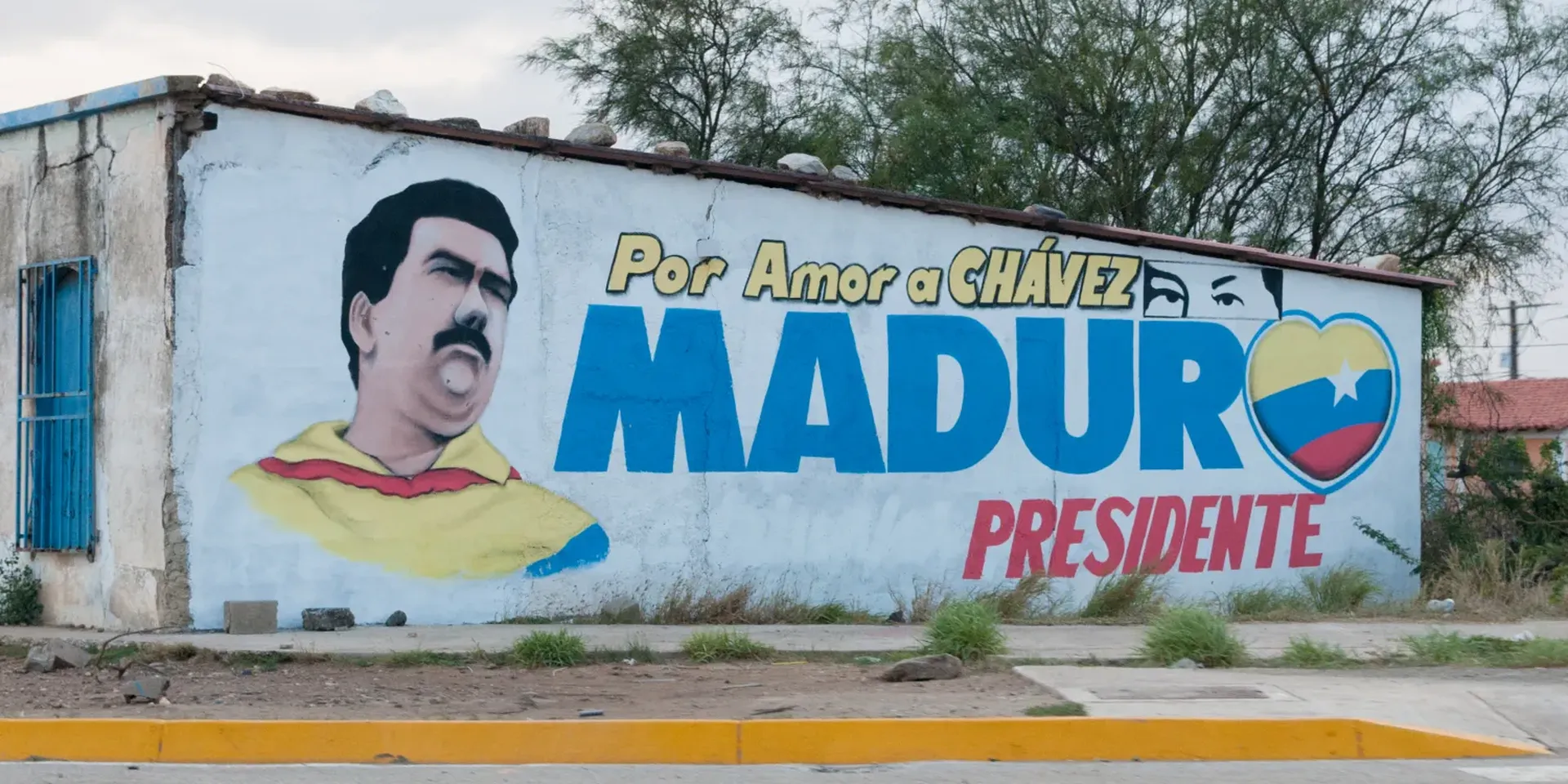 Muurschildering van de Venezolaanse president Nicolas Maduro