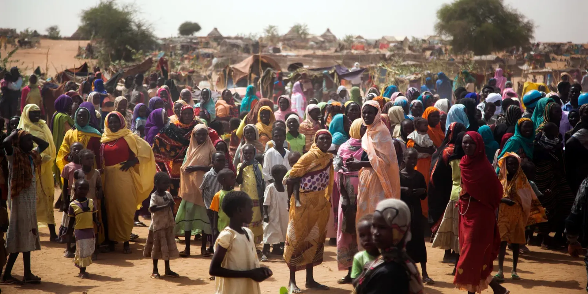Vluchtelingen in een kamp voor interne vluchtelingen in Noord-Darfur
