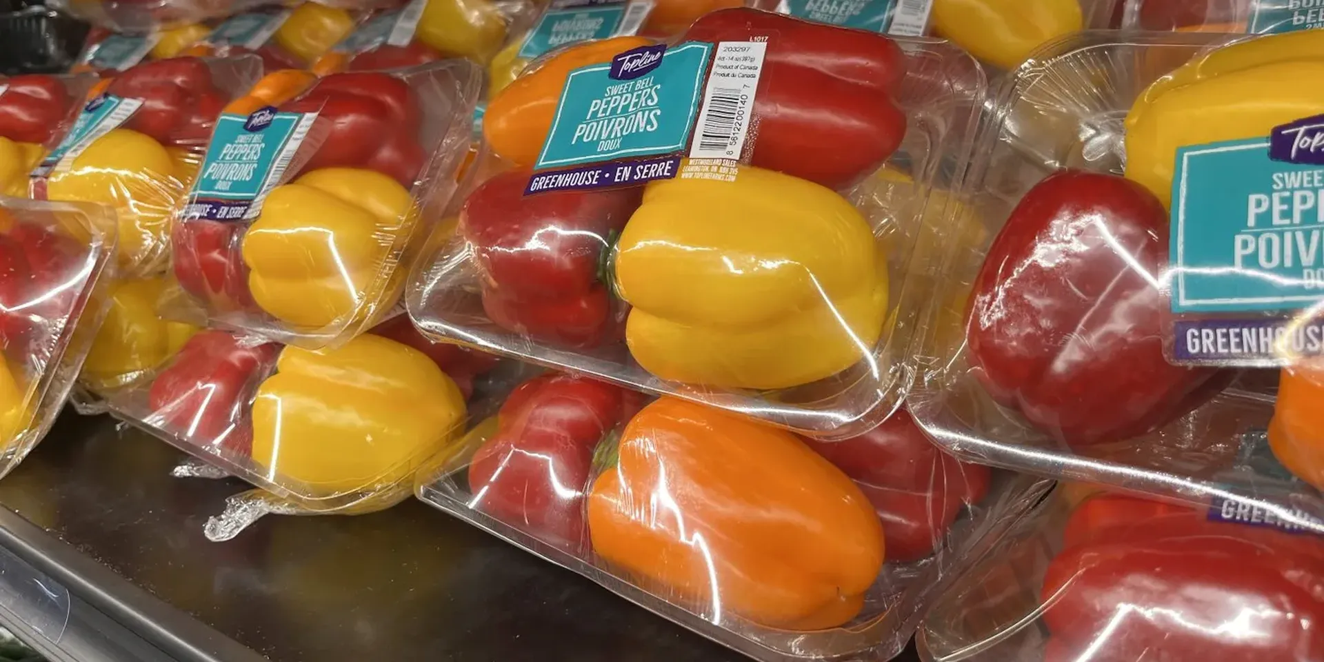 paprika's, verplakt in plastic