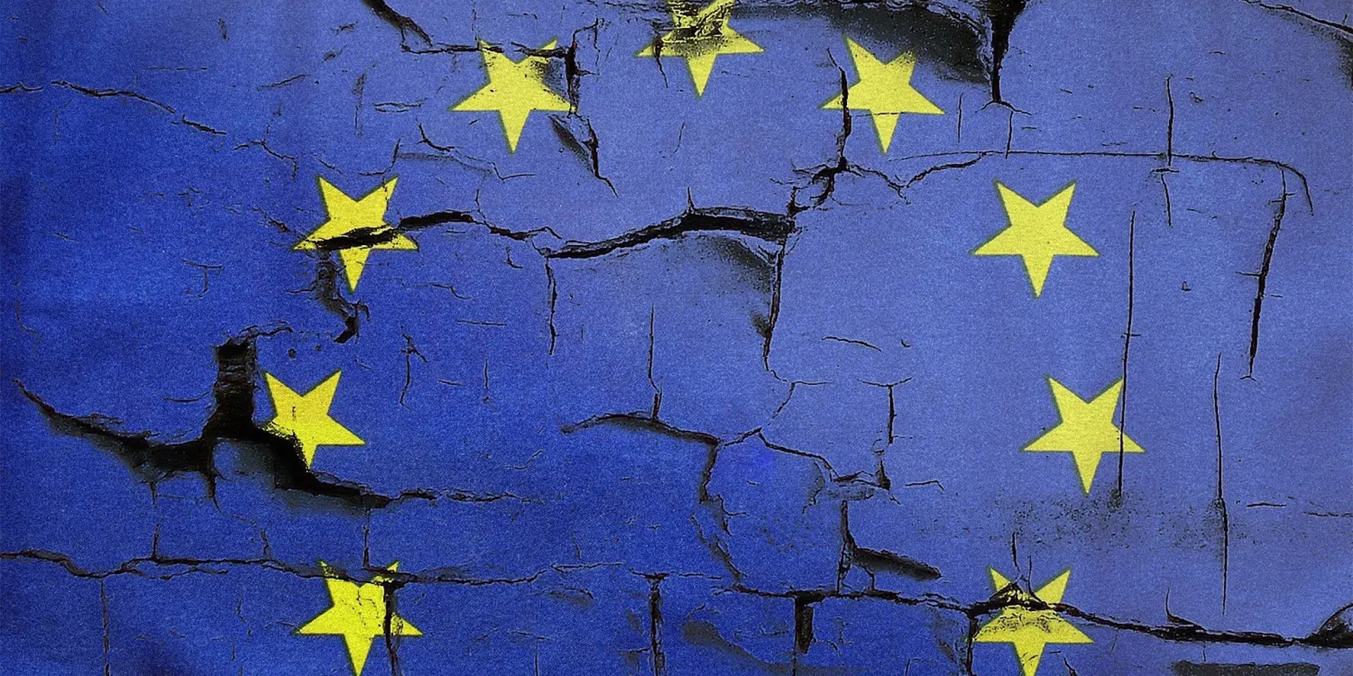 De vlag van de EU, met barsten