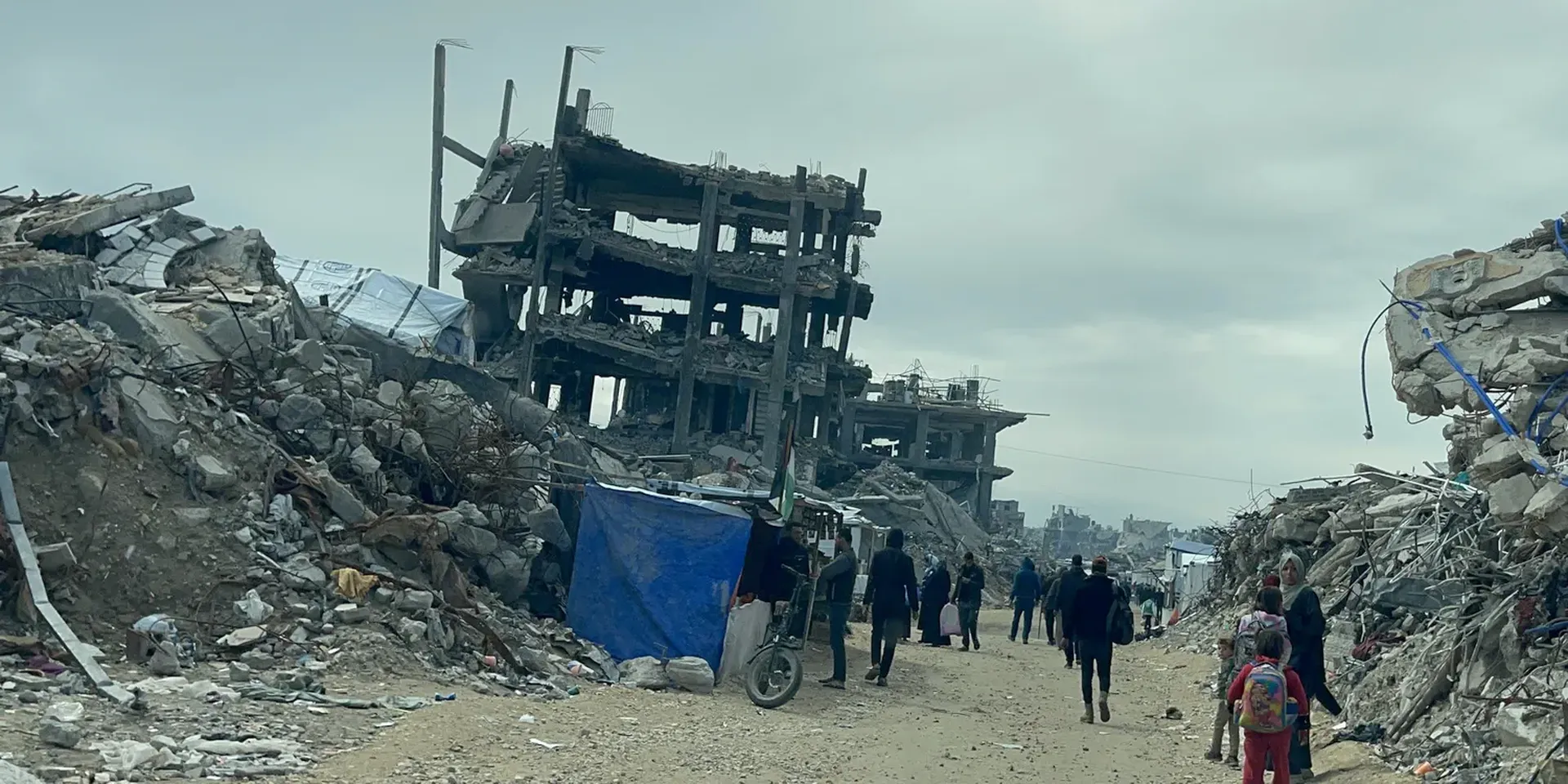 Beeld van een door het Israëlische leger volledig platgebombardeerde wijk in Gaza, een uitgelezen habitat voor ratten en ander ongedierte