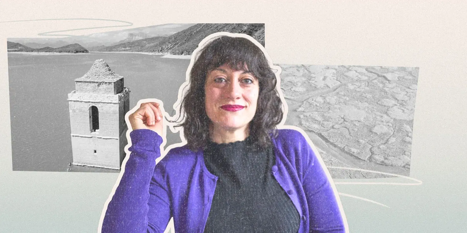 Colage met portret van Virgina Mendoza