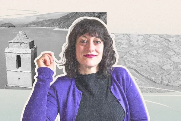 Colage met portret van Virgina Mendoza
