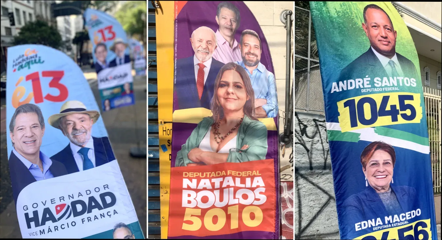 Collage van verschillende verkiezingsvaandels