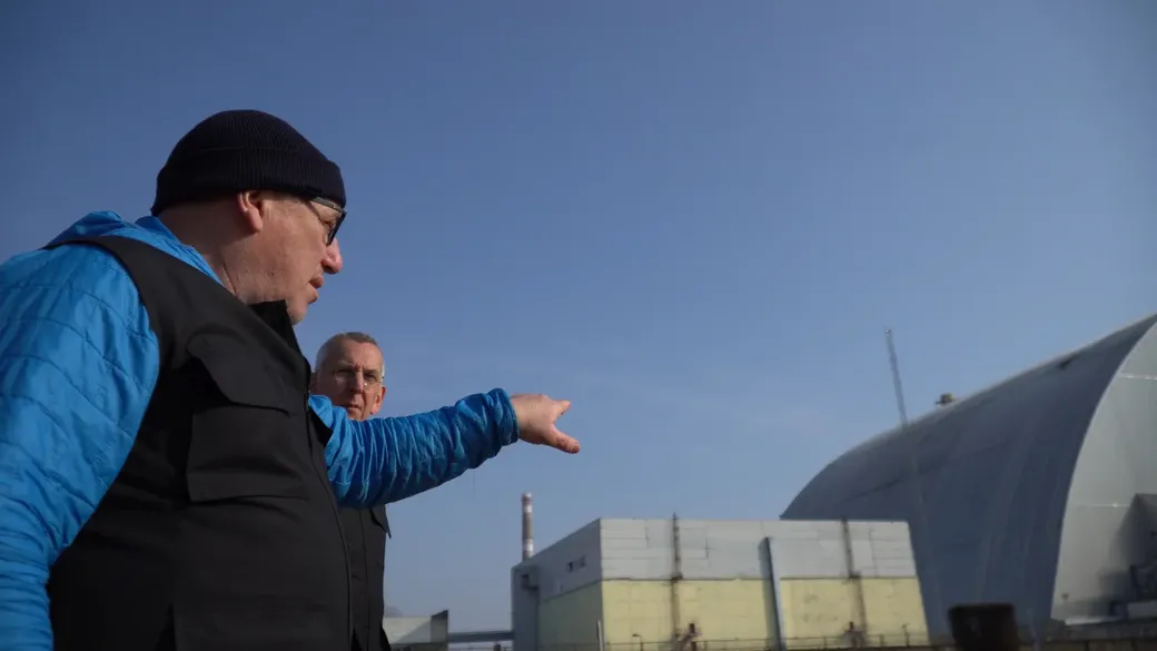 Inspectie van de kerncentrrale van Tsjernobyl