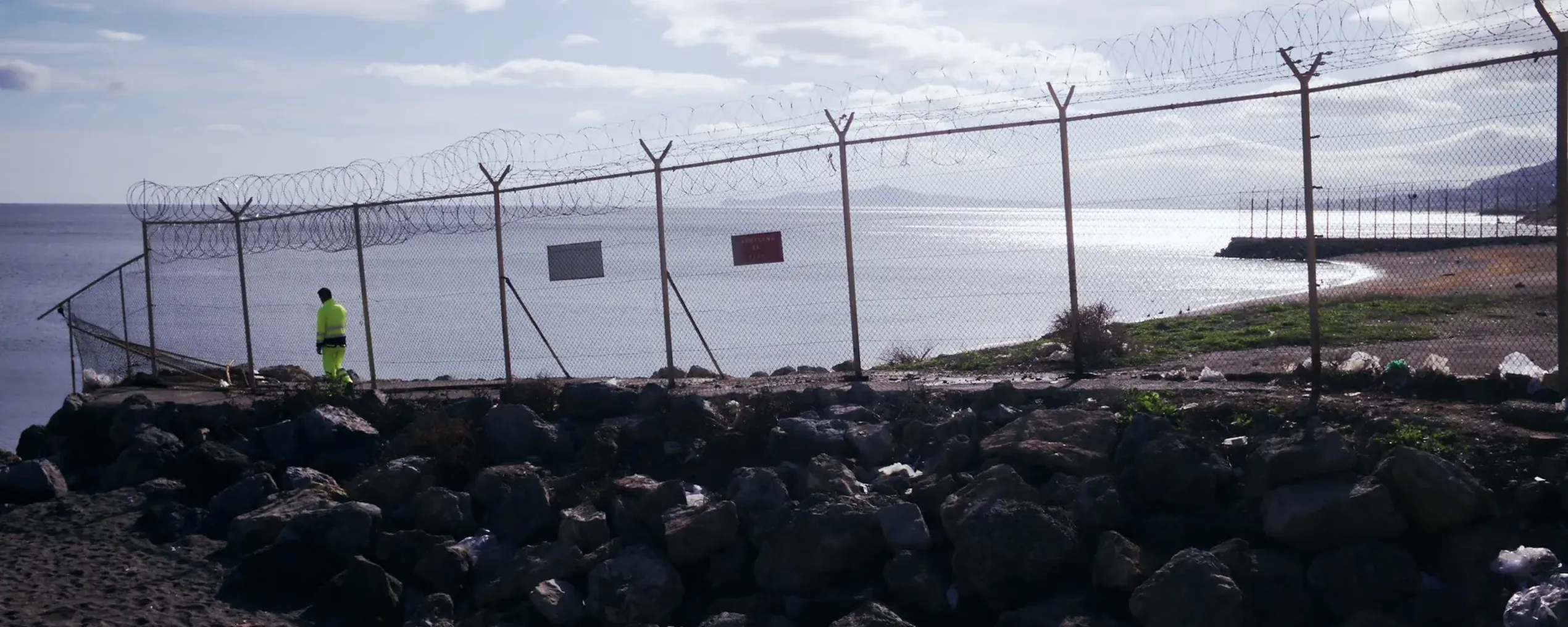 Ceuta, grenshekken dat Marokko scheidt van Spanje