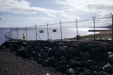 Ceuta, grenshekken dat Marokko scheidt van Spanje
